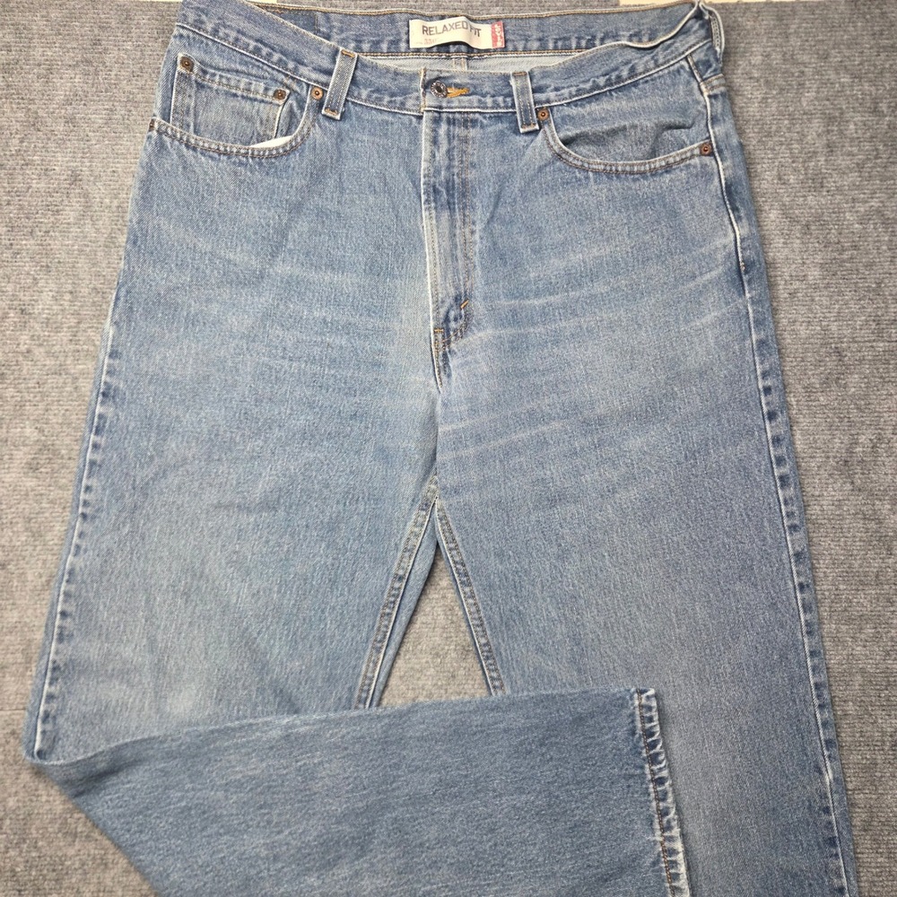 Levis 550 Relaxed Fit Tapered Leg Light Wash Blue Denim Jeans Mens 36x36
